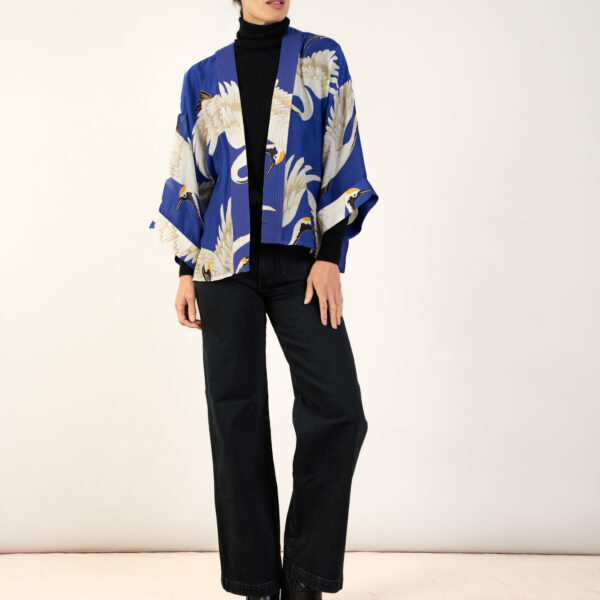 One Hundred Stars Stork Royal Blue Kimono