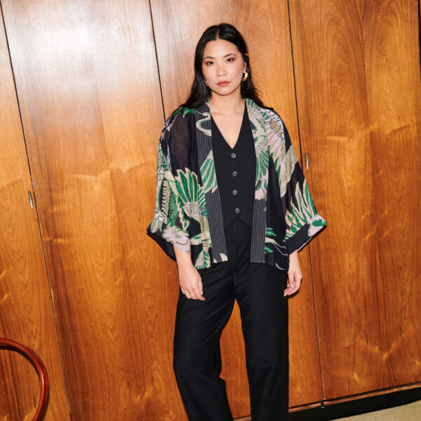 One Hundred Stars Crane Emerald Kimono