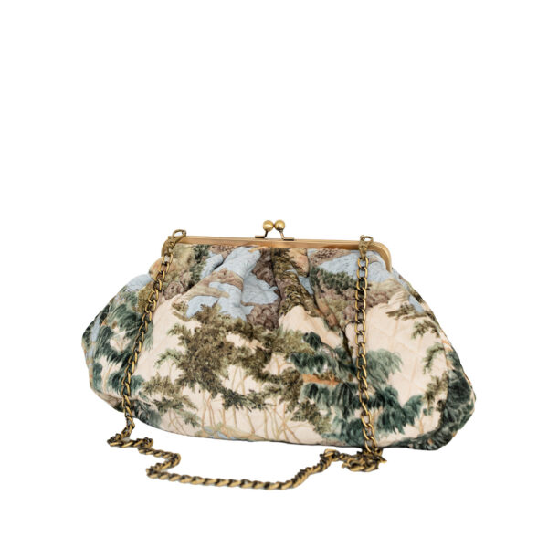 One Hundred Stars Rivers & Trees Quilted Velvet Kiss Lock Bag