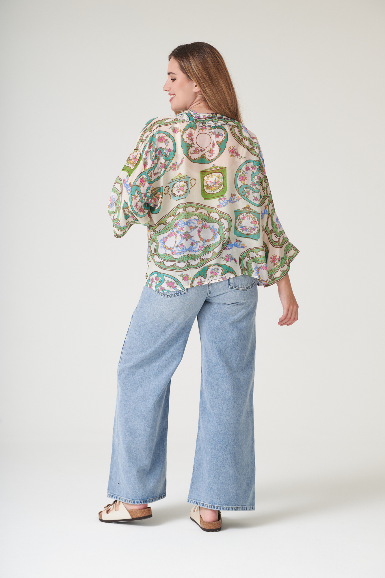 One Hundred Stars Afternoon Tea Green Kimono - Image 3