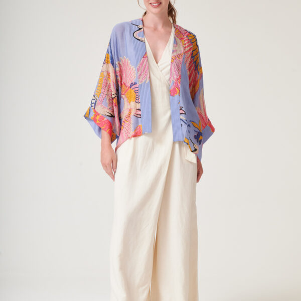 One Hundred Stars Crane Periwinkle Kimono