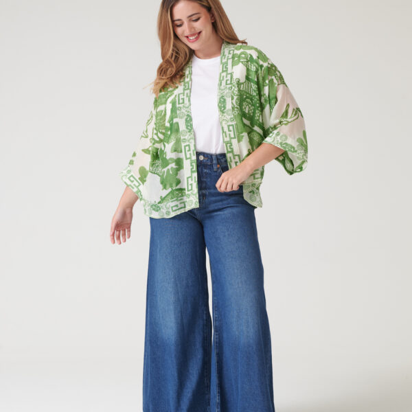 One Hundred Stars Giant Willow Green Kimono