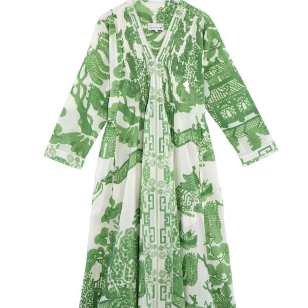 One Hundred Stars Giant Willow Green Pinch Pleat Dress