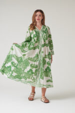 One Hundred Stars Giant Willow Green Pinch Pleat Dress - Image 3