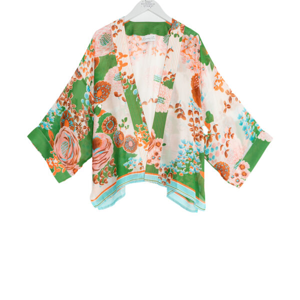 One Hundred Stars Kitsch Bouquet Green Kimono