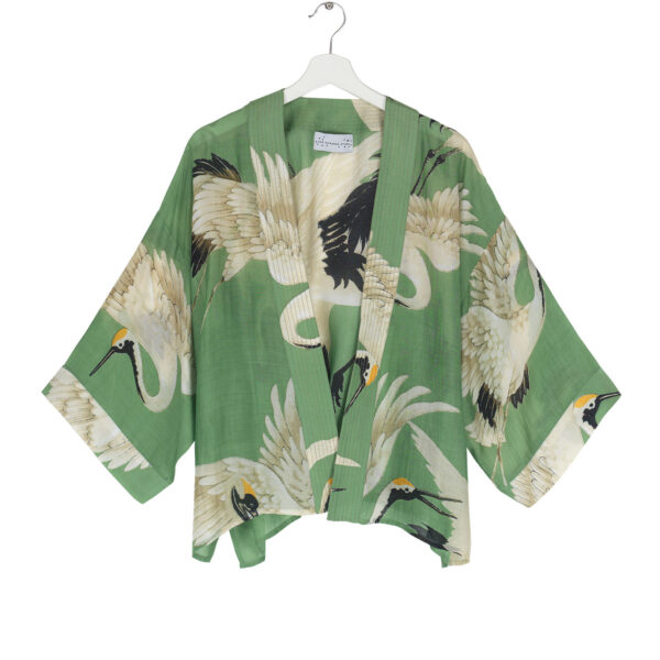 One Hundred Stars Stork Pea Green Kimono