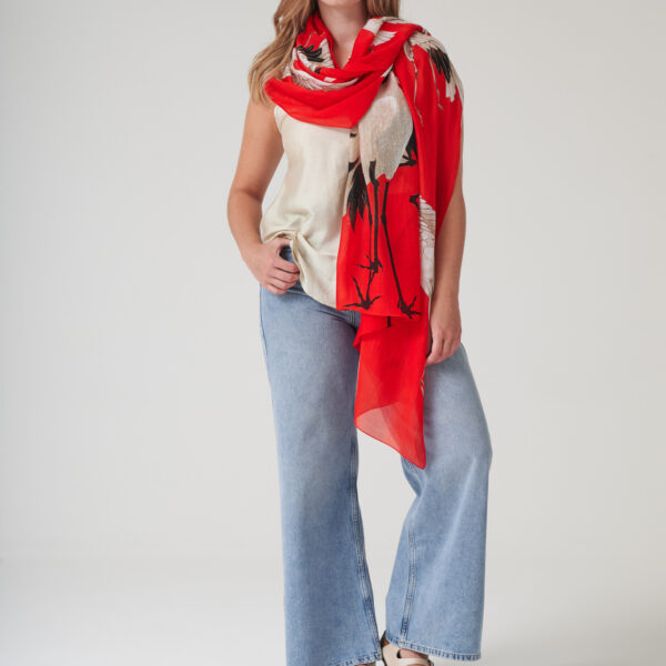 One Hundred Stars Stork Scarlet Scarf