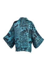 Artemis Muse Birds & Beasts Teal & Black Short Kimono - Image 2
