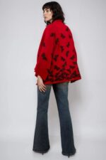 Black Embroidered Butterflies Wine Short Kimono - Image 4