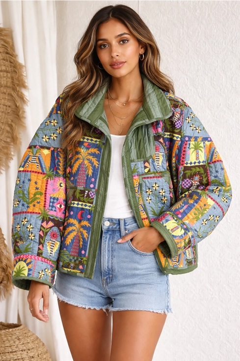 Cotton Quilted Reversible Jacket - Image 2