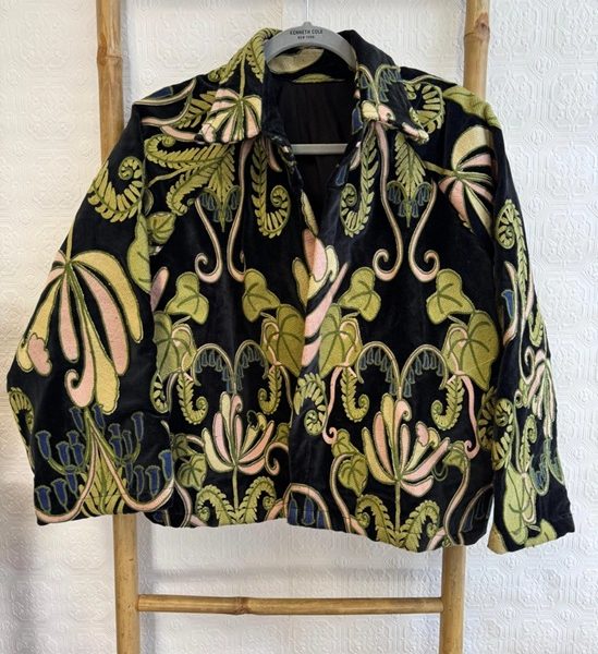 Velvet Jacket with Threaded Embroidery