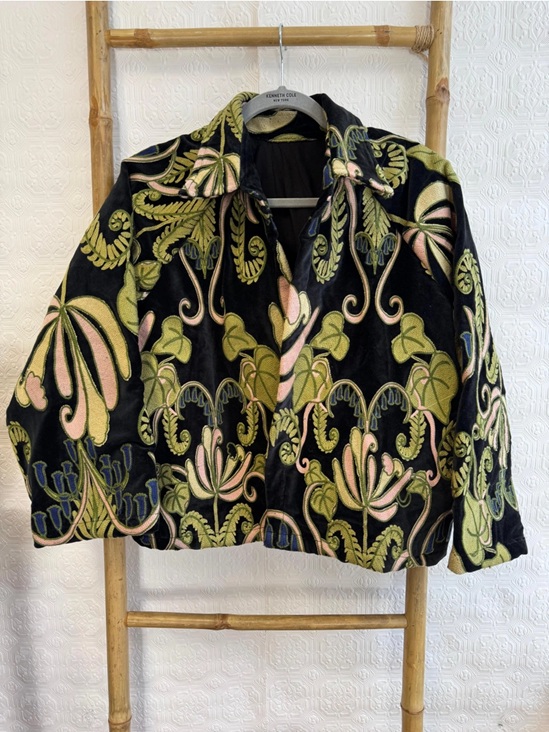 Velvet Jacket with Threaded Embroidery