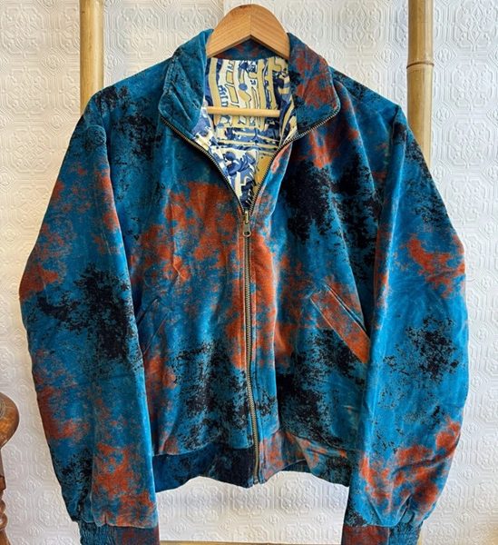 Luxury Velvet Bomber Jacket Royal Denim Blue