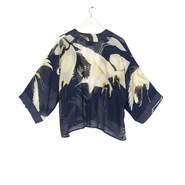 One Hundred Stars Navy Stork Kimono