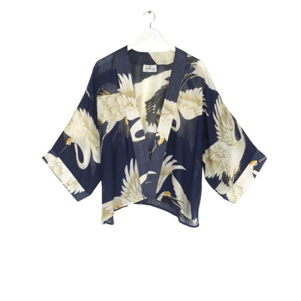One Hundred Stars Navy Stork Kimono