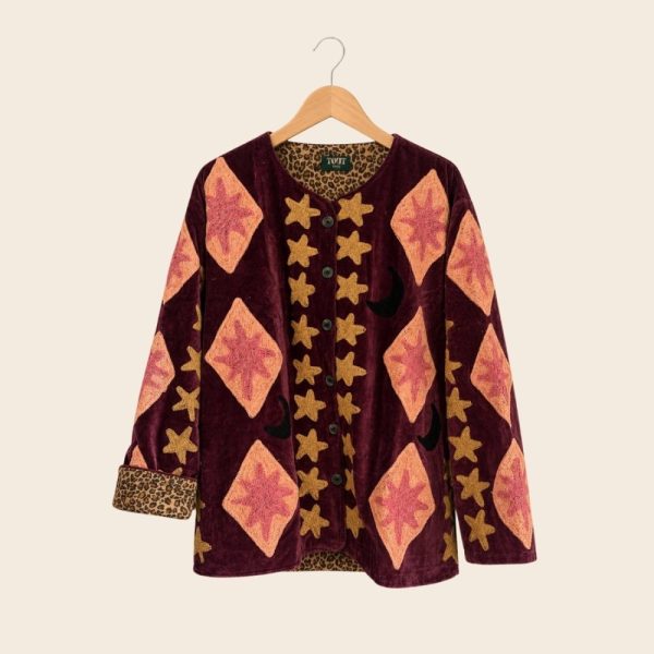 Handmade Velvet Stars Jacket Plum