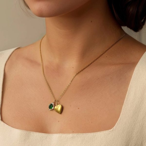Ruby Red Heart Vintage Charm Locket Necklace